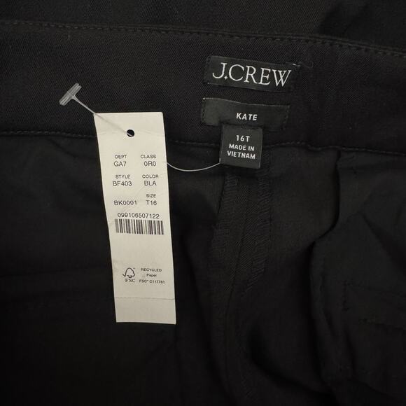 NWT J.Crew Kate Pants Black Trouser Women's 16 Work Measures 38 X 31 - Picture 5 of 10
